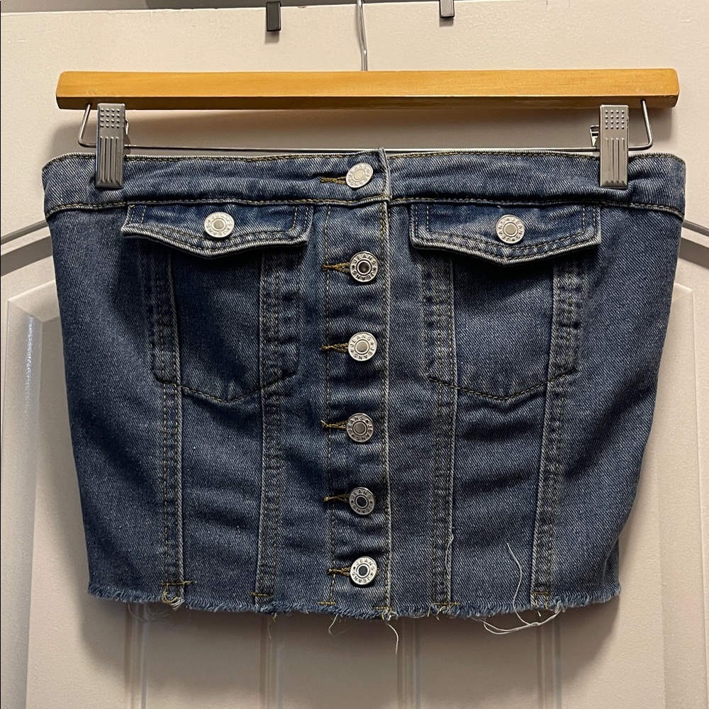Denim Button-Up Tube Top